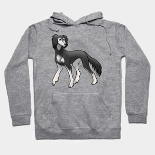 Dog - Saluki - Feathered Black and Silver Hoodie